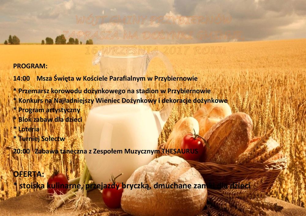 DOŻYNKI GMINNE 16 WRZEŚNIA 2017 ROKU